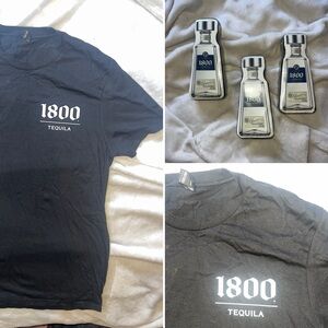 1800 Tequila Promo Compressed Black T-Shirt in Bottle Shape, White Logo, New
